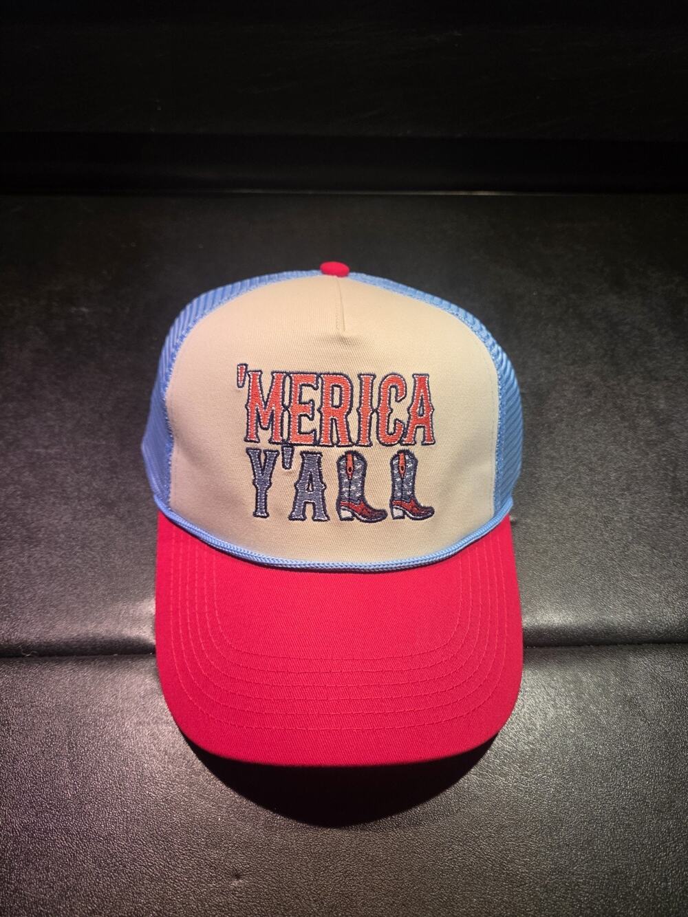 NWT “MERICA Y'ALL ” 🤠 Patriotic Country Trucker HAT American USA Snap Back